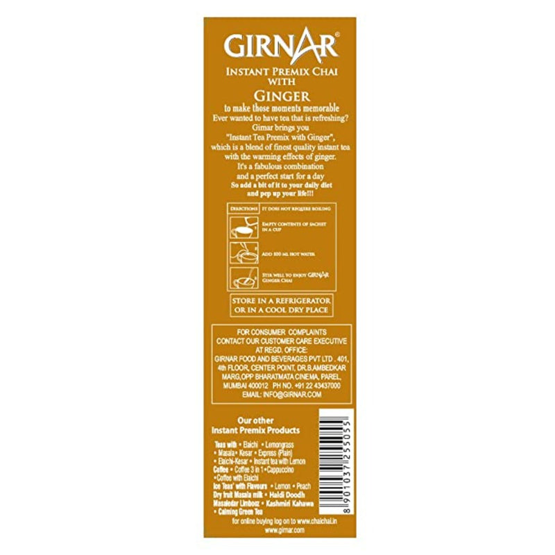 Girnar Instant Tea Premix Ginger Chai 10 Sachets - Box