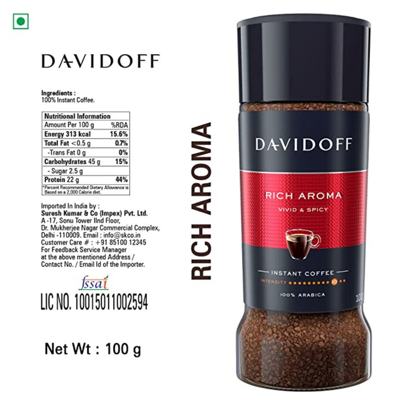 Davidoff Rich Aroma Coffee 100g - Glass Bottle Mrp 650