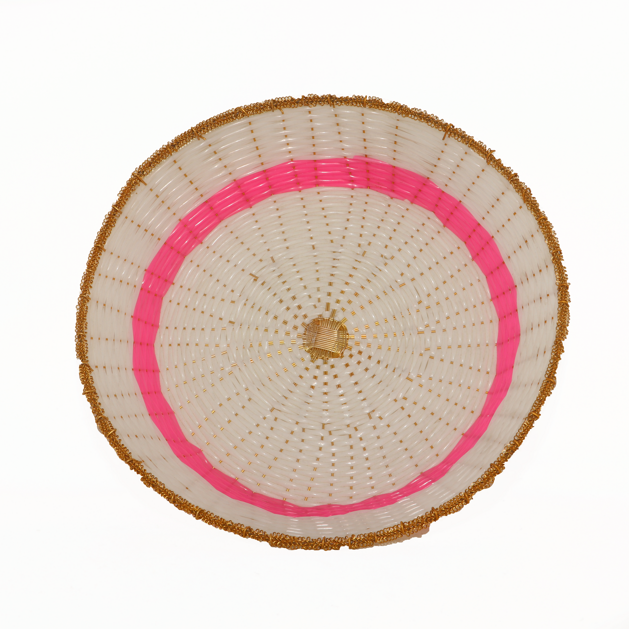 Handwoven White & Pink Decorative Basket