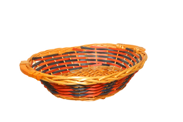 Handwoven Oval Bamboo Basket – Large Multi-Tone Storage & Serving Basket