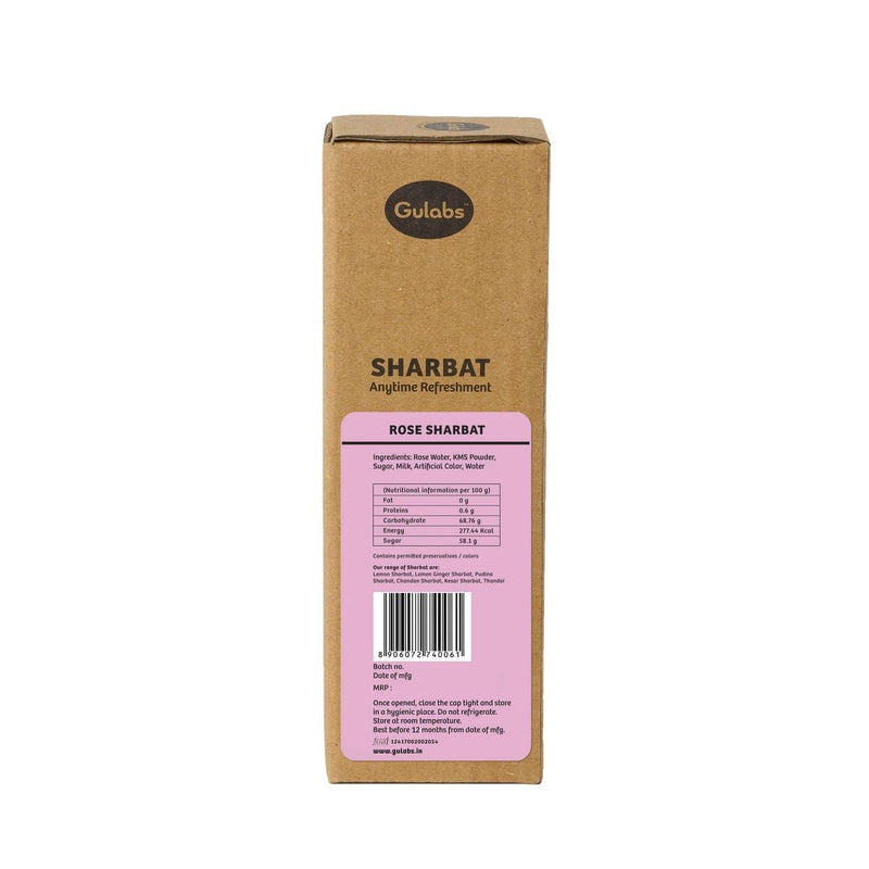 Gulabs Rose Sharbat (Syrup) 500ml - Glass Bottle