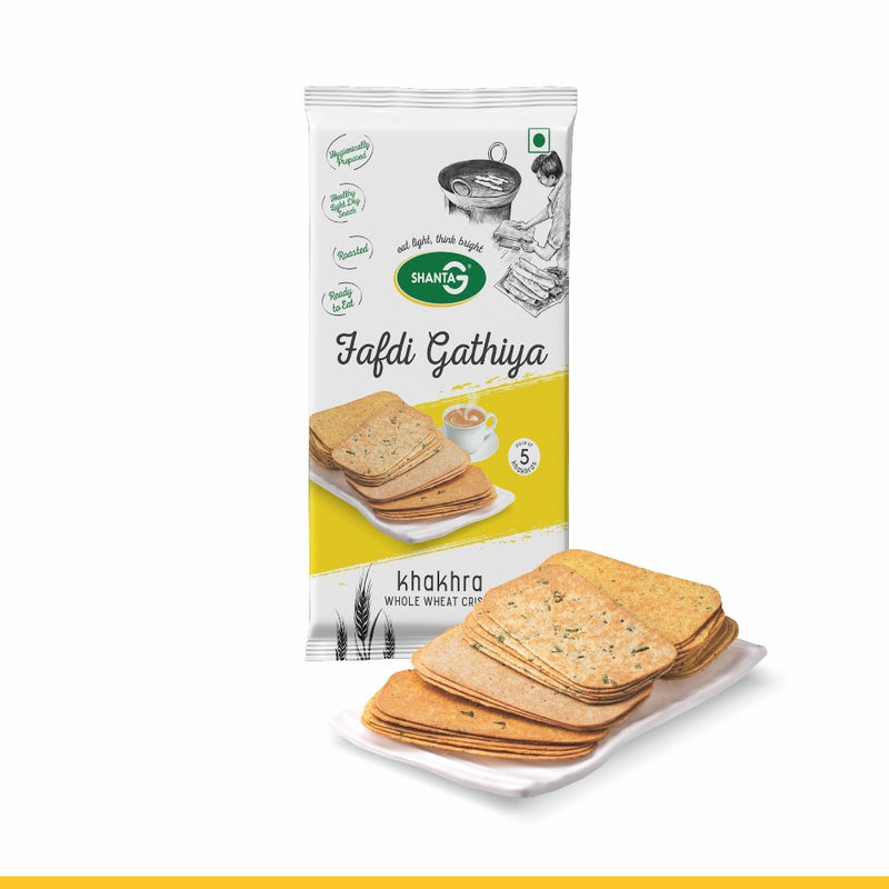 Shanta G Fafdi Gathiya Khakhra Wheat Crisps (35gX8) - Ladi