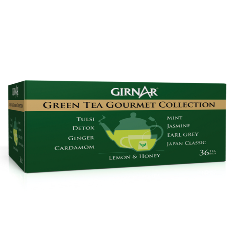 Girnar Green Tea Gourmet Collection 36 Tea Bags - Box