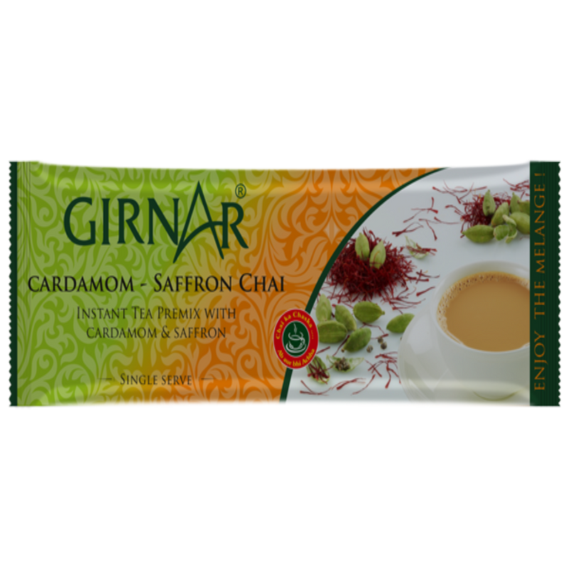 Girnar Instant Tea Premix Cardamom Saffron Chai 10 Sachets - Box