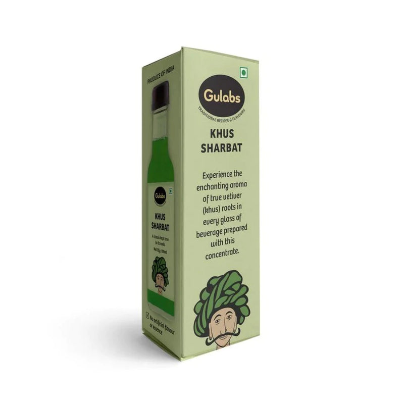 Gulabs Khus Sharbat (Syrup) 100ml - Glass Bottle