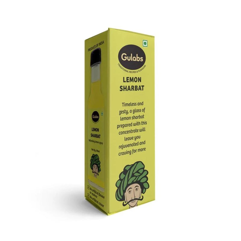 Gulabs Lemon Sharbat (Syrup) 100ml - Glass Bottle