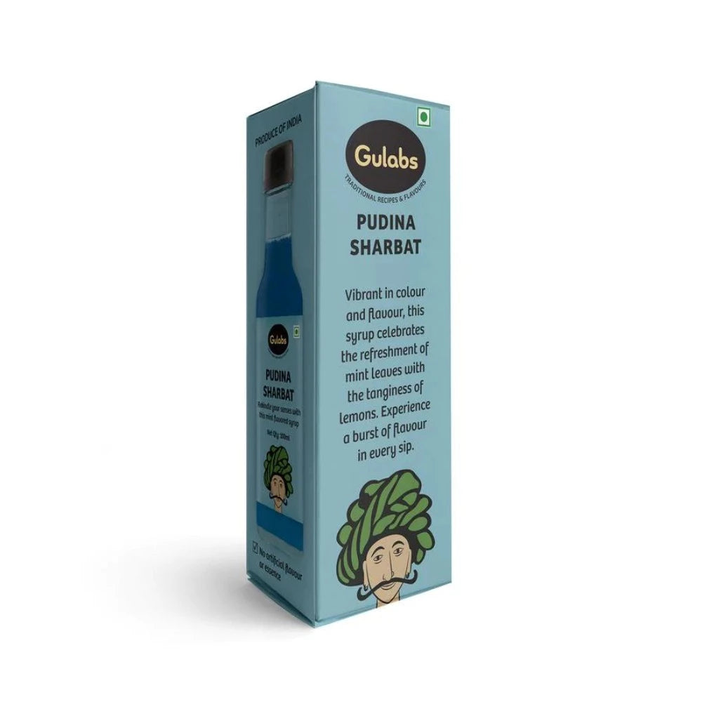 Gulabs Pudina Sharbat (Syrup) 100ml - Glass Bottle