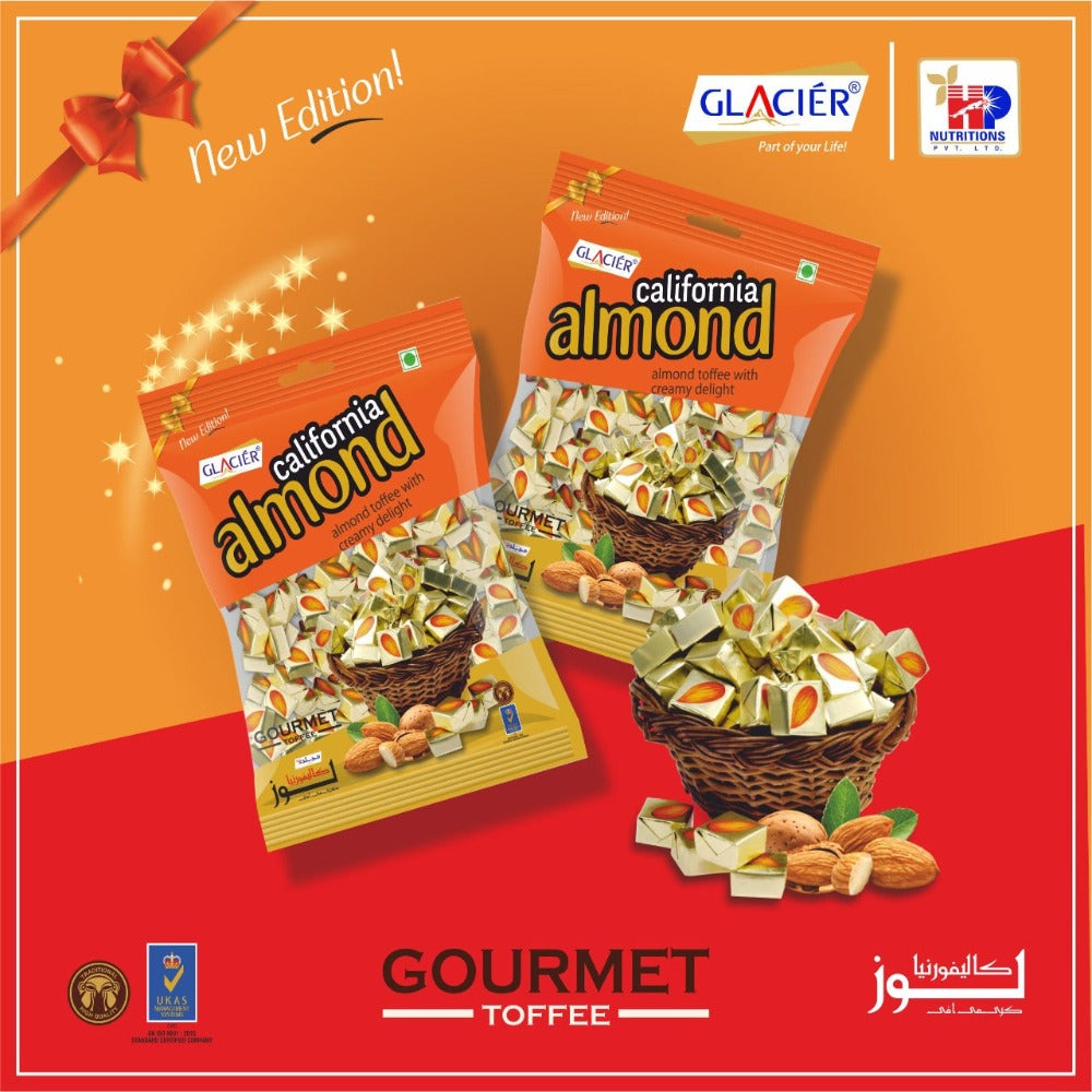 Glacier Roasted Almond Gourmet Toffee 210g - Pouch