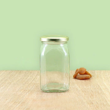 Square Glass Jar with Golden Lid 63mm 500ml