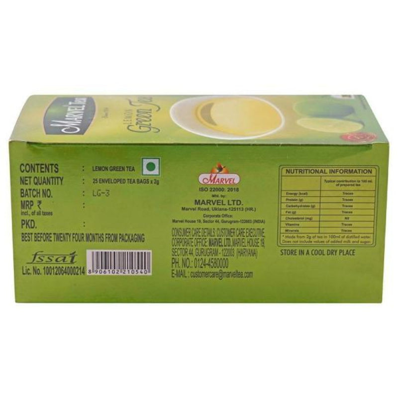 Marvel Green Tea Lemon 25Tea Bags - Box